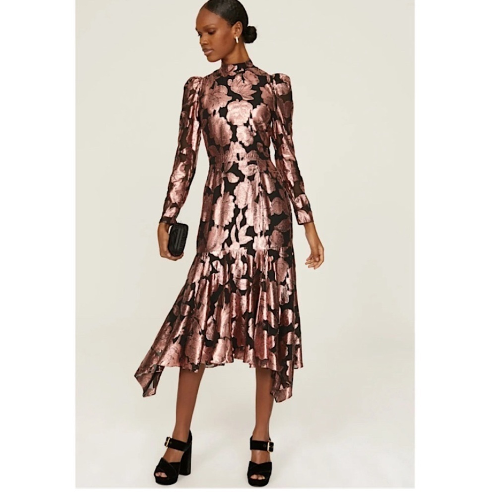 Yumi Kim Connie Metallic Floral Midi Dress